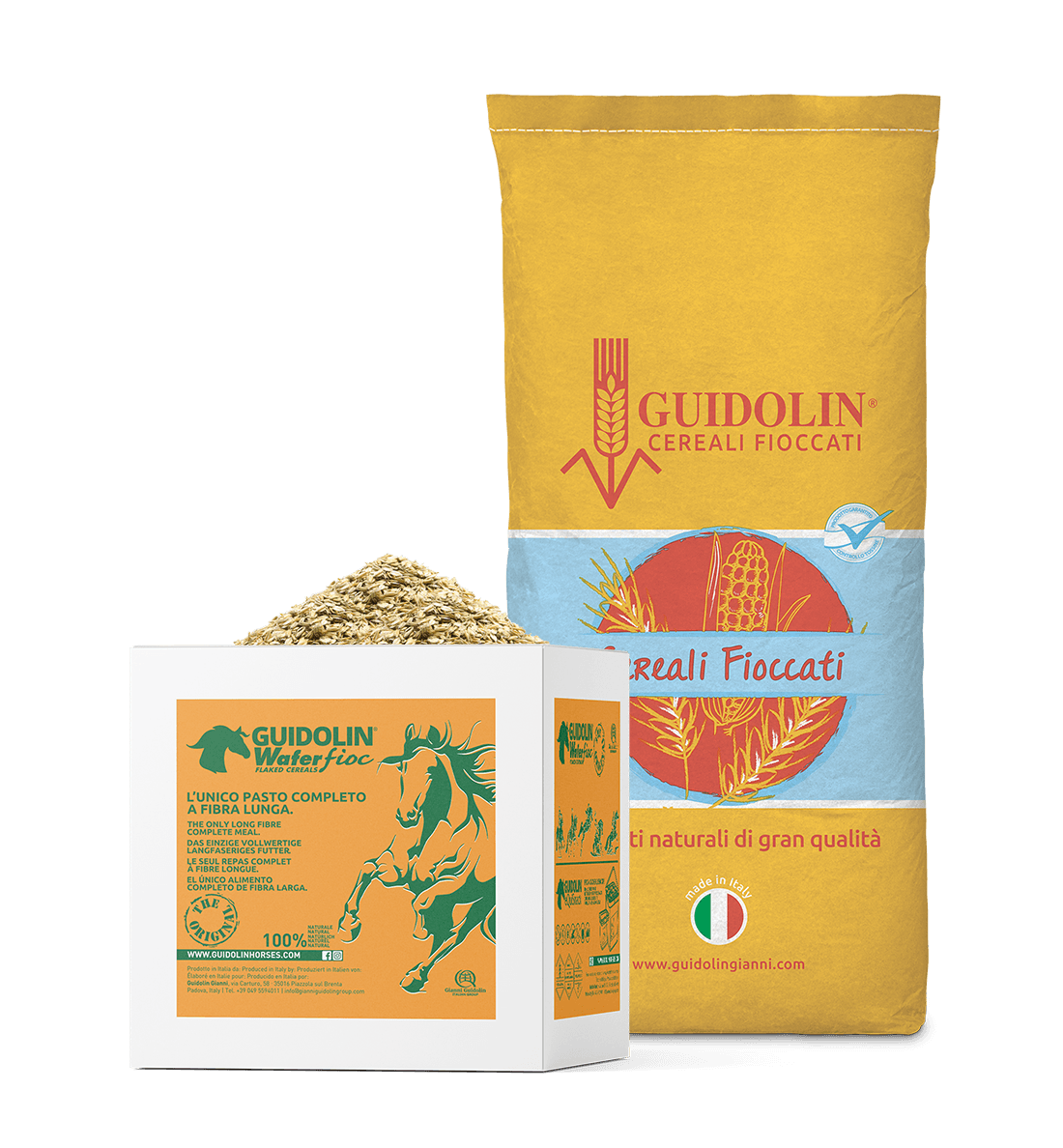 Avena fioccata mangime semplice per conigli, cavalli, ovicaprini, pollame e bovini