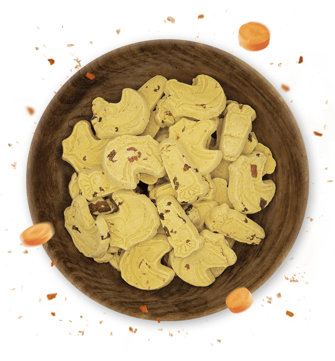 Biscotti alla carota per cavalli top view