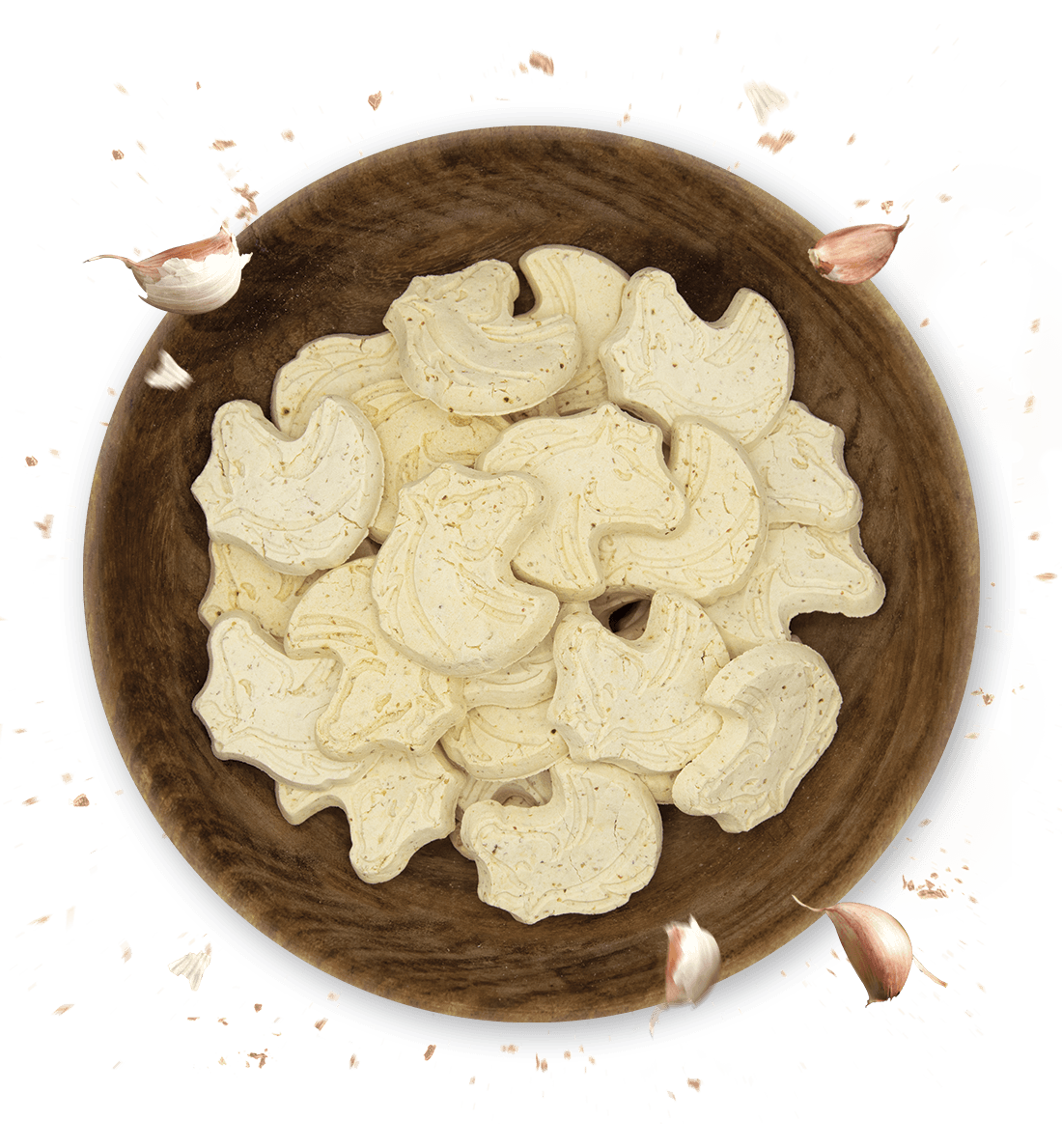 Biscotti aglio per cavalli top view