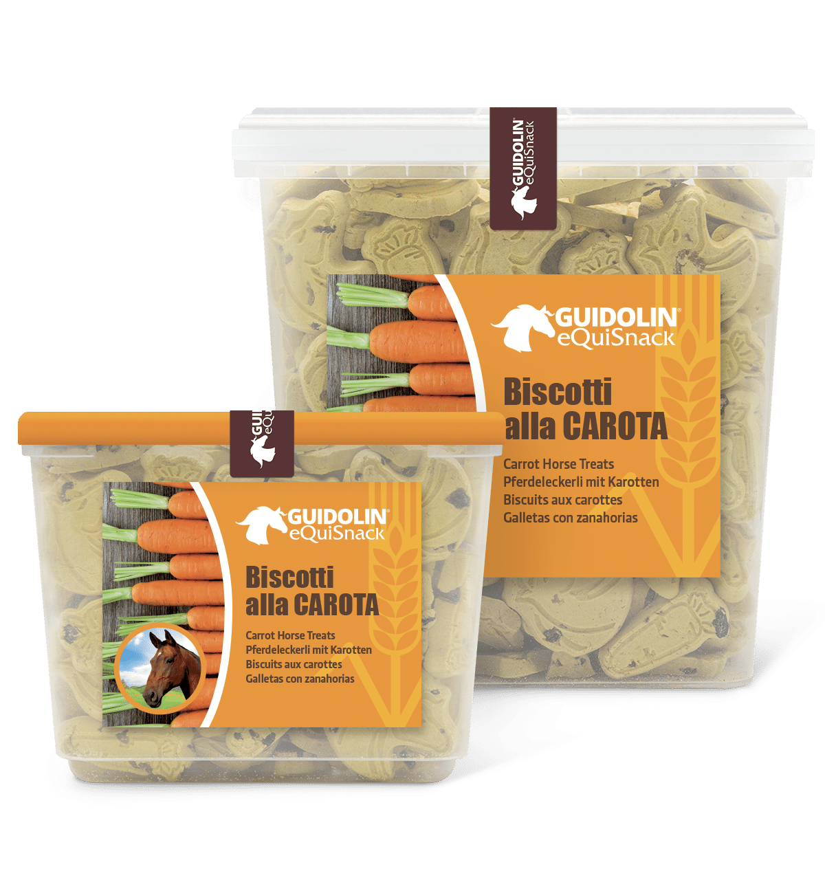Biscotti alla carota per cavalli in formati